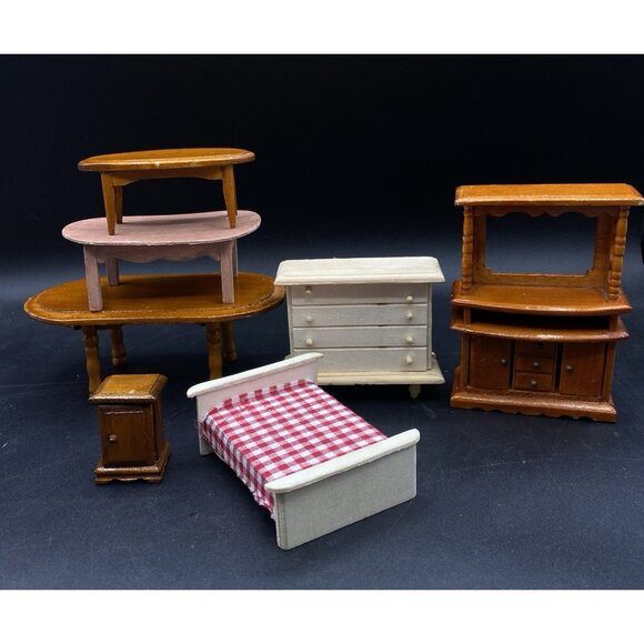 Greenbrier International Other - Lots 7 Miniature Dollhouse Bed Tables Buffet Dresser Nightstand ￼